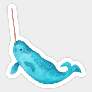 Aqua Narwhal Landscape Sticker